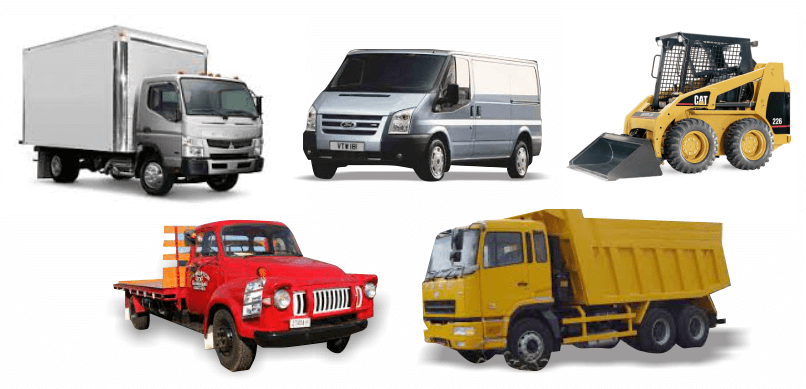 Commercial Vehicles such as Trucks, Vans, Utes, Bobcats