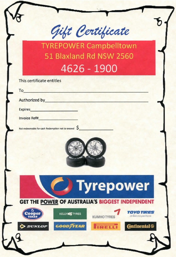 Tyrepower gift card