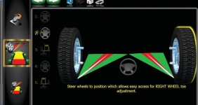 Our wheel aligner's ez toe system